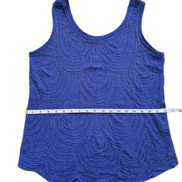 Francesca's Blue Rain Blue Beaded Sleeveless Top - Picture 4 of 8